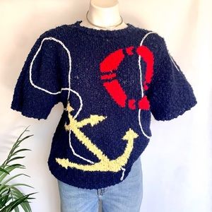 v i n t a g e :: Slouchy Embroidered Granny Sailing Knit Sweater